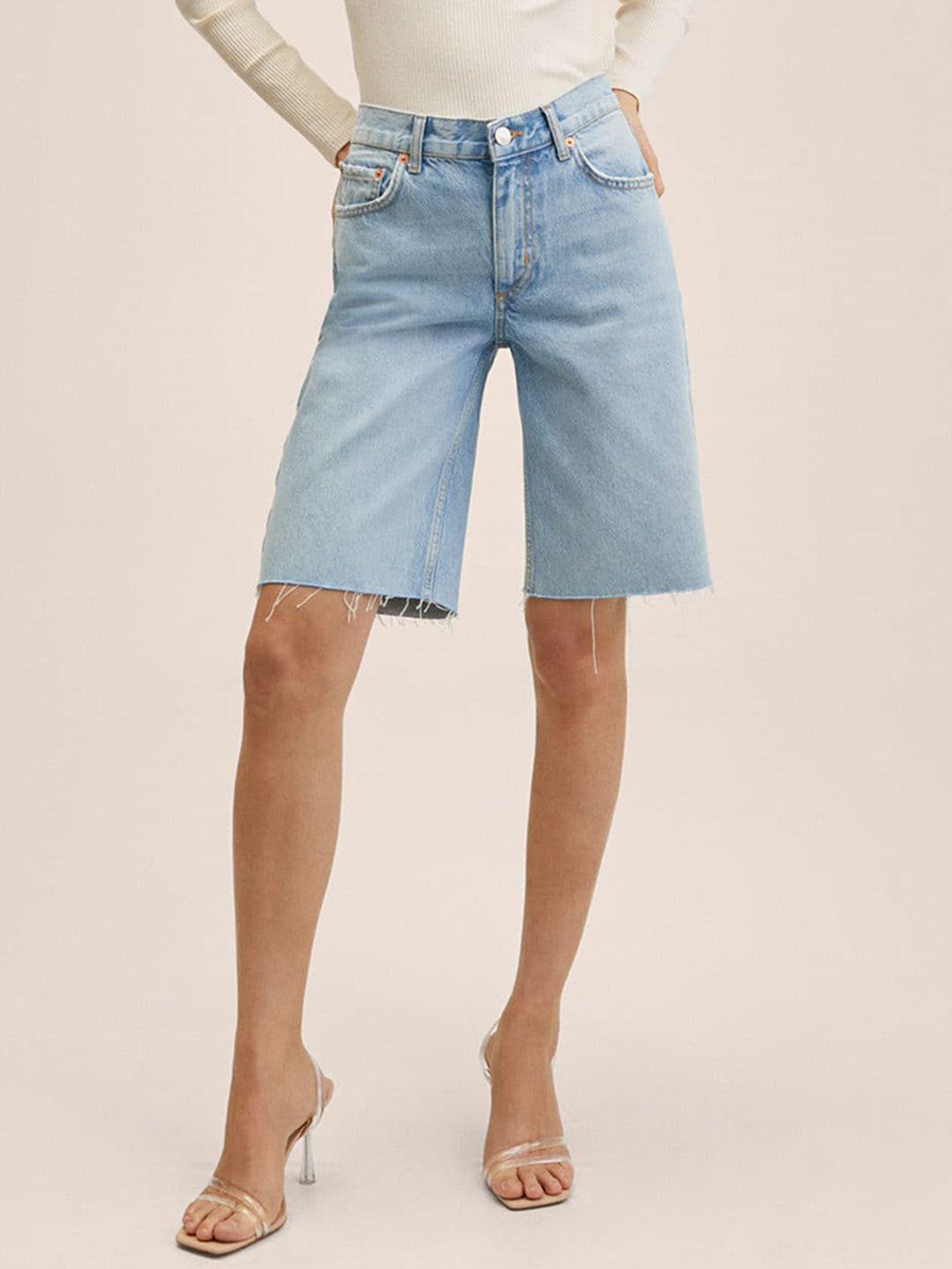 mango women blue denim shorts