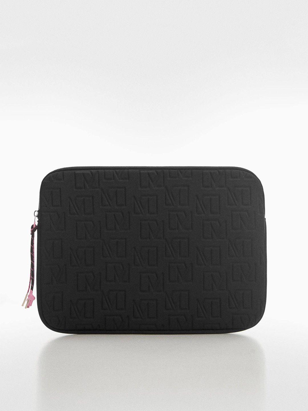 mango women brand logo textured laptop sleeve 16 inch