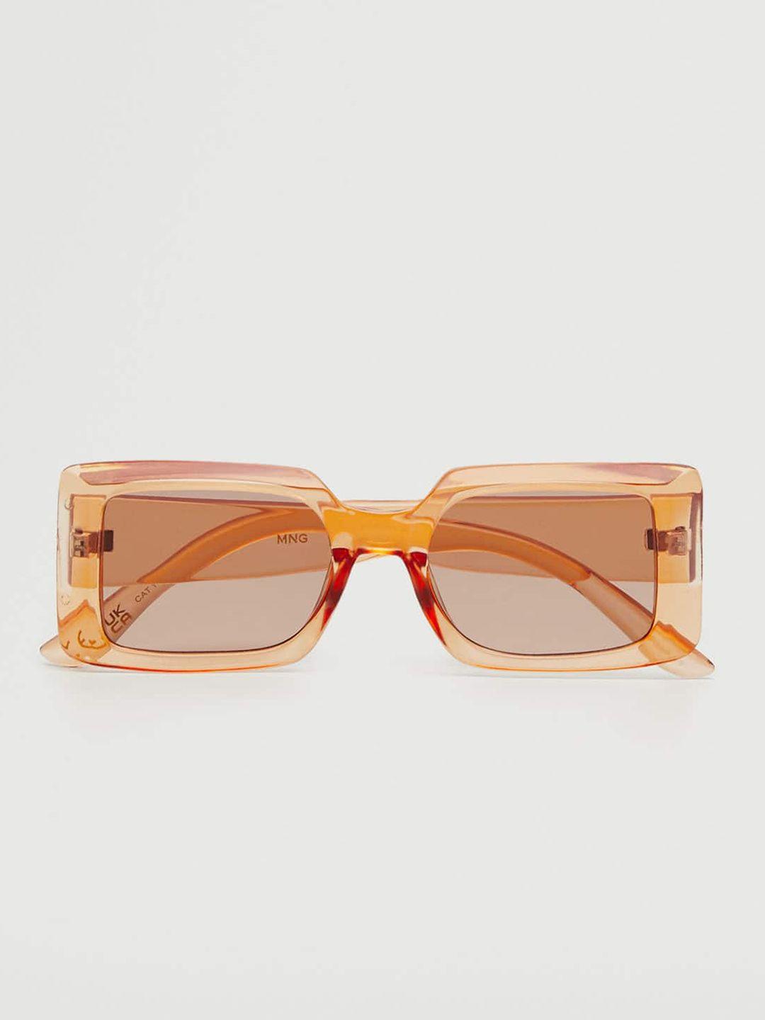 mango women brown lens & orange rectangle sunglasses with uv protected lens