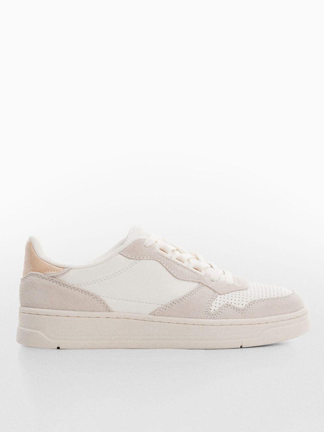 mango women colourblocked perforated leather sneakers