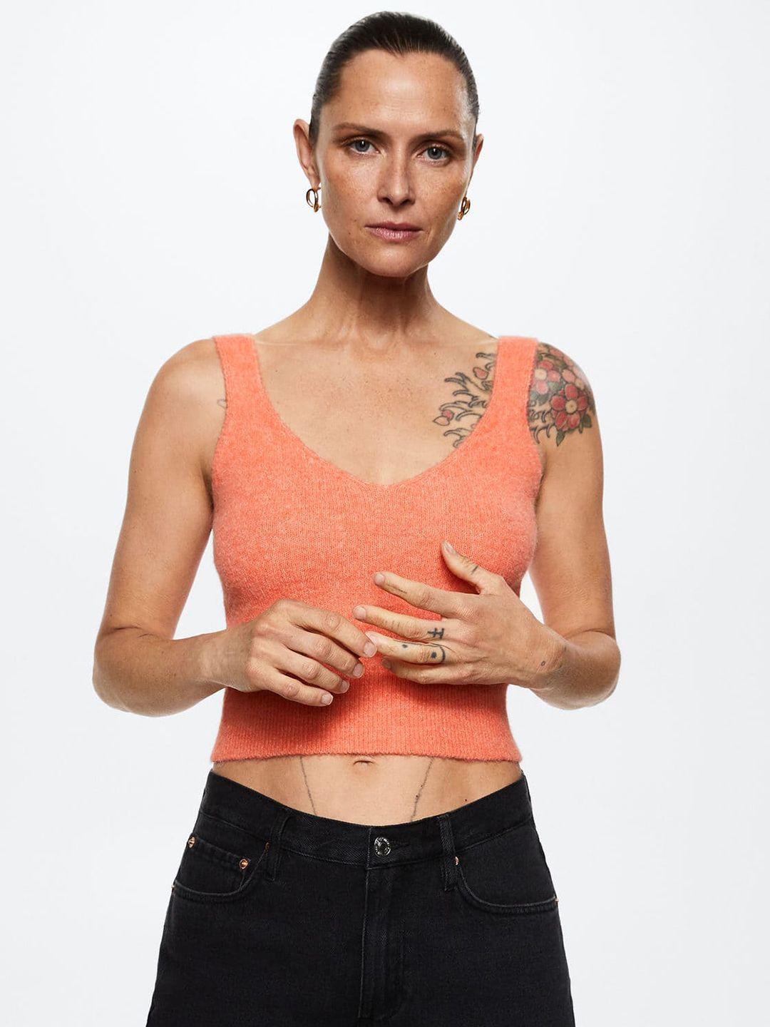 mango women coral pink sustainable crop top