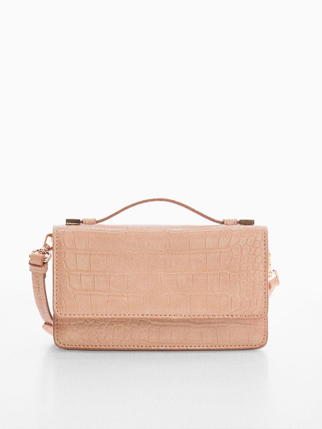 mango women croc textured structured handheld bag