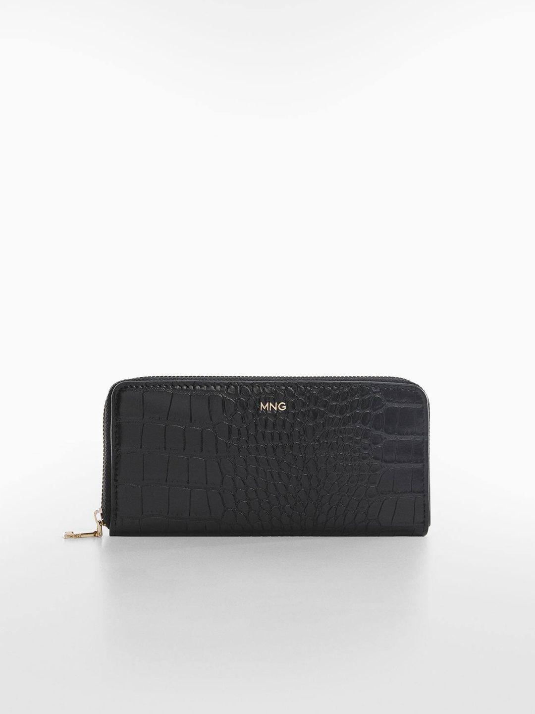 mango women croc textured zip around wallet