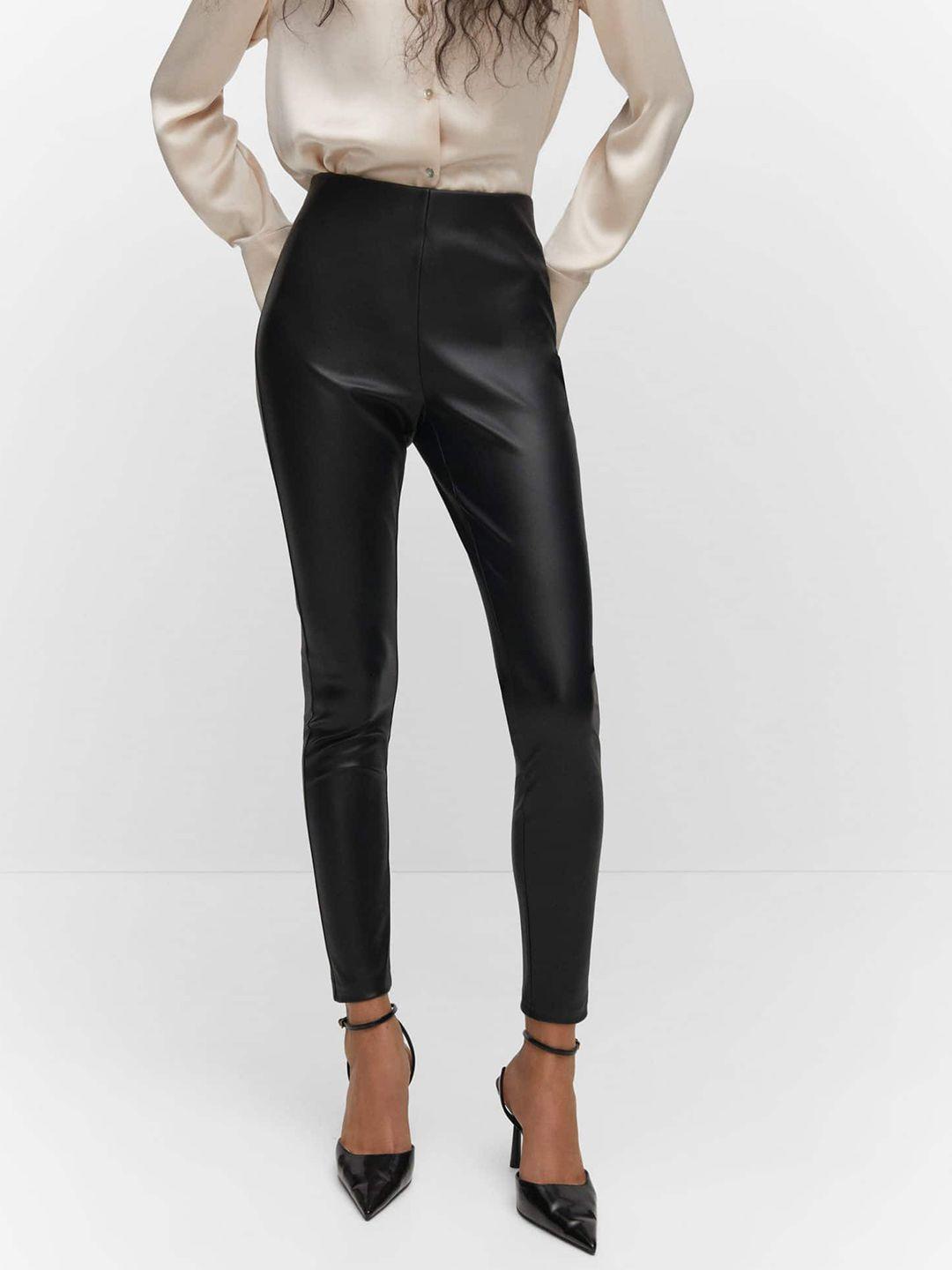 mango women faux leather ankle-length leggings