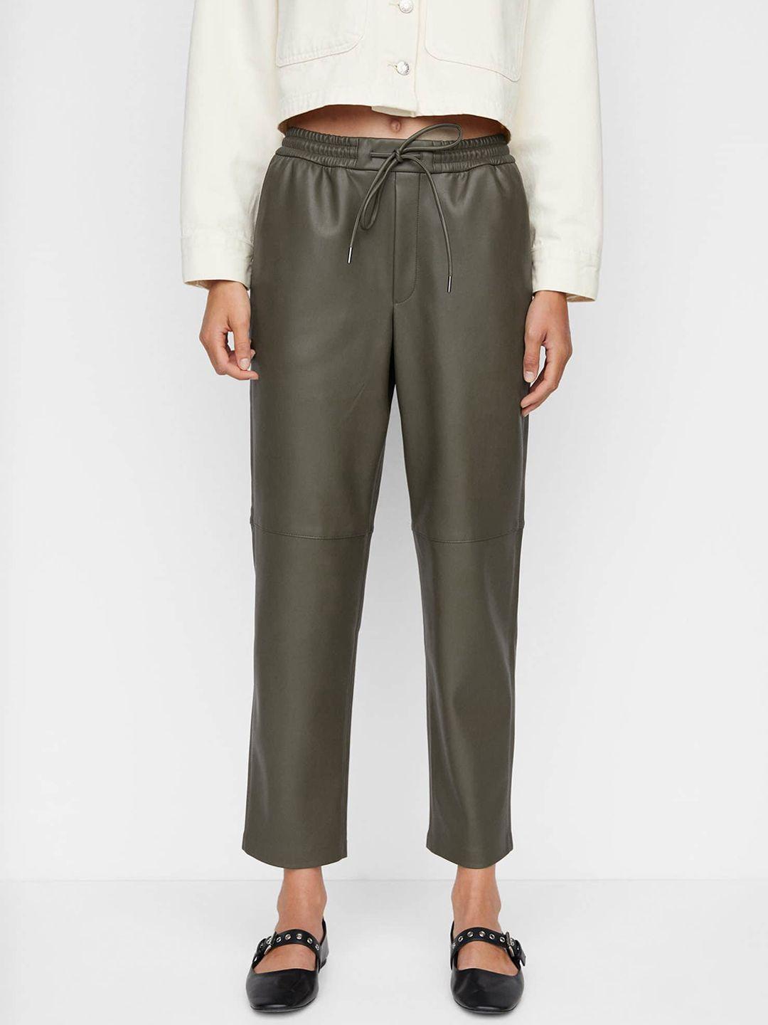 mango women faux leather trousers