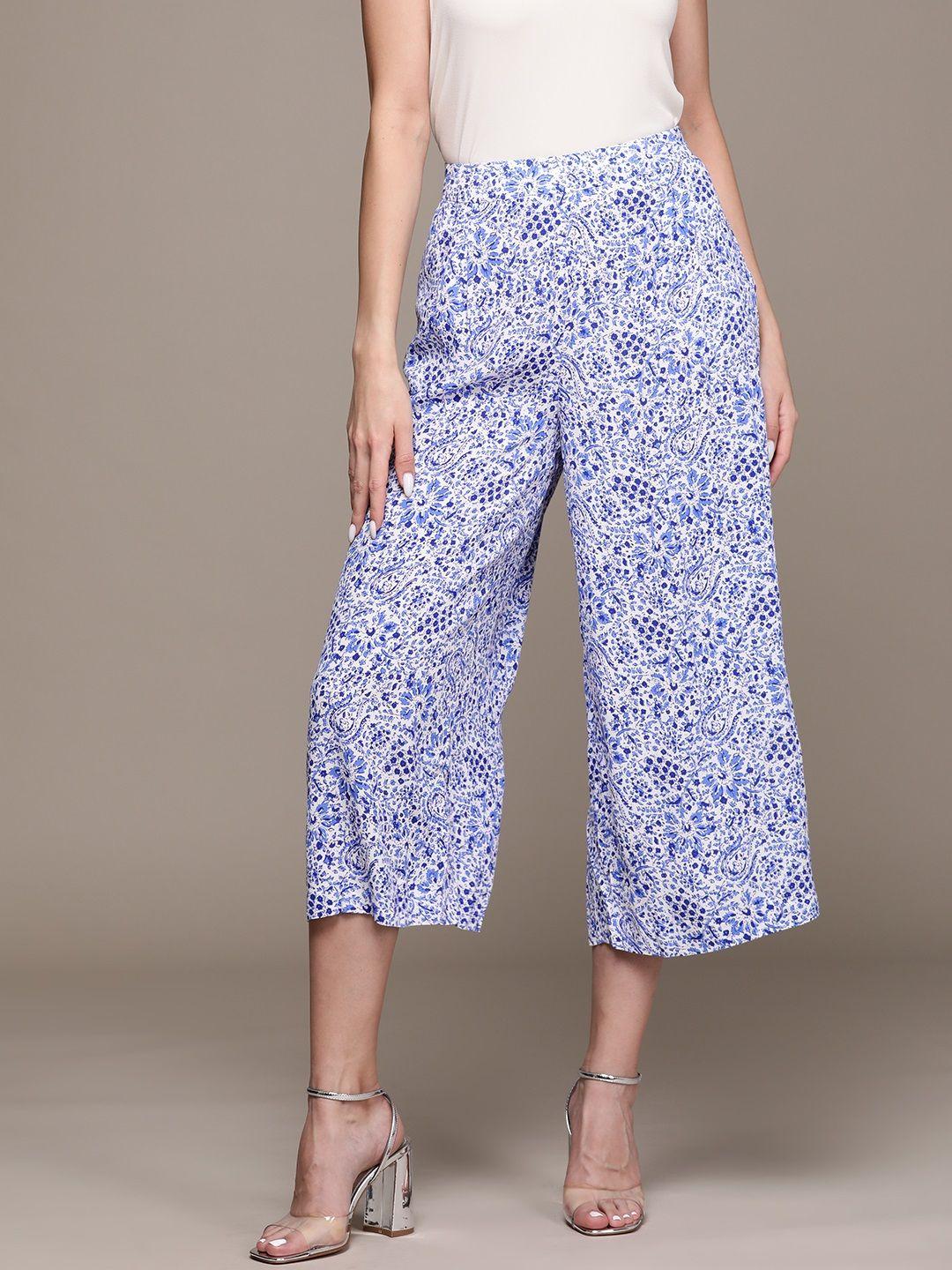 mango women floral printed culottes trousers