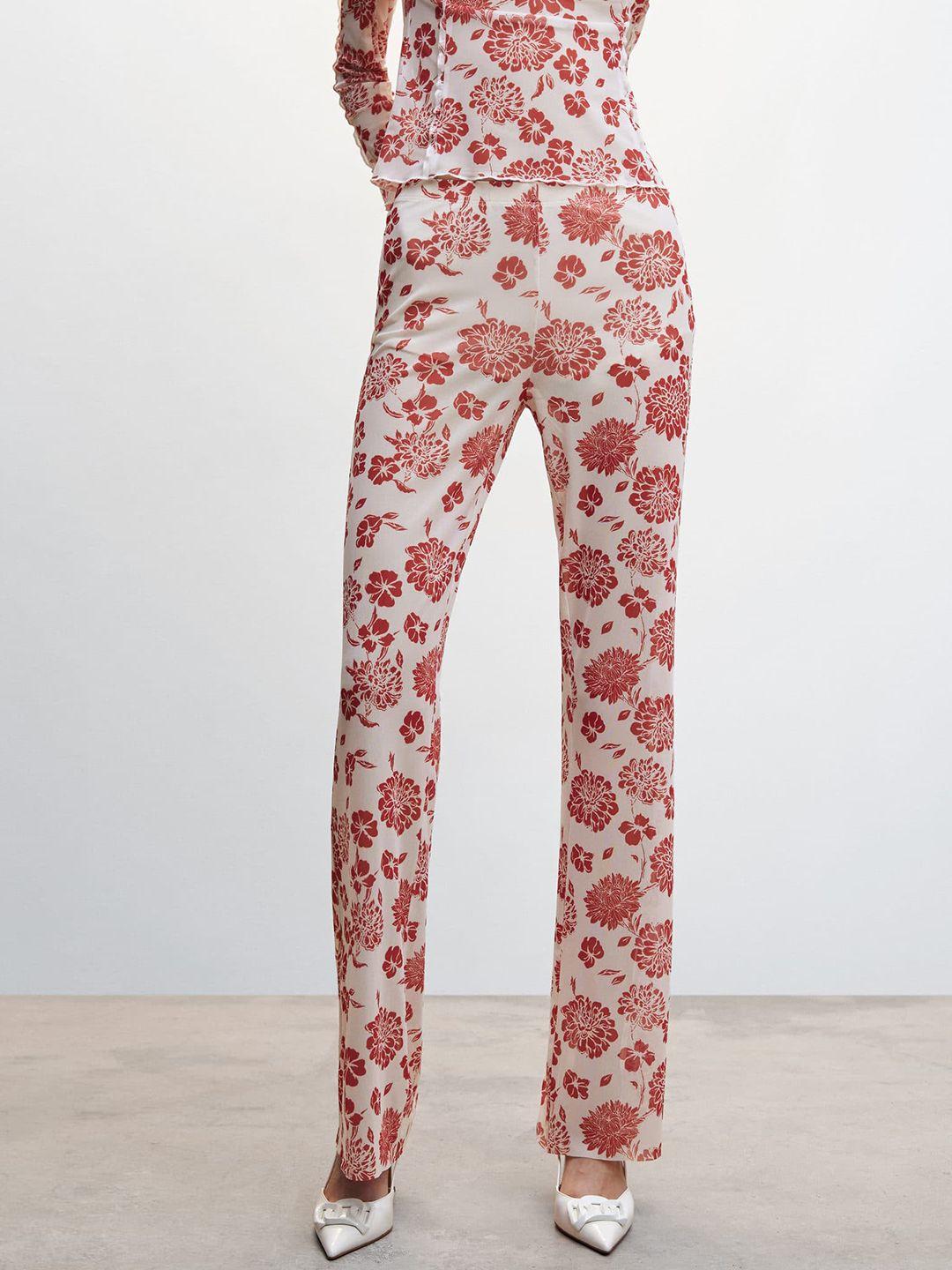 mango women floral printed flared trousers
