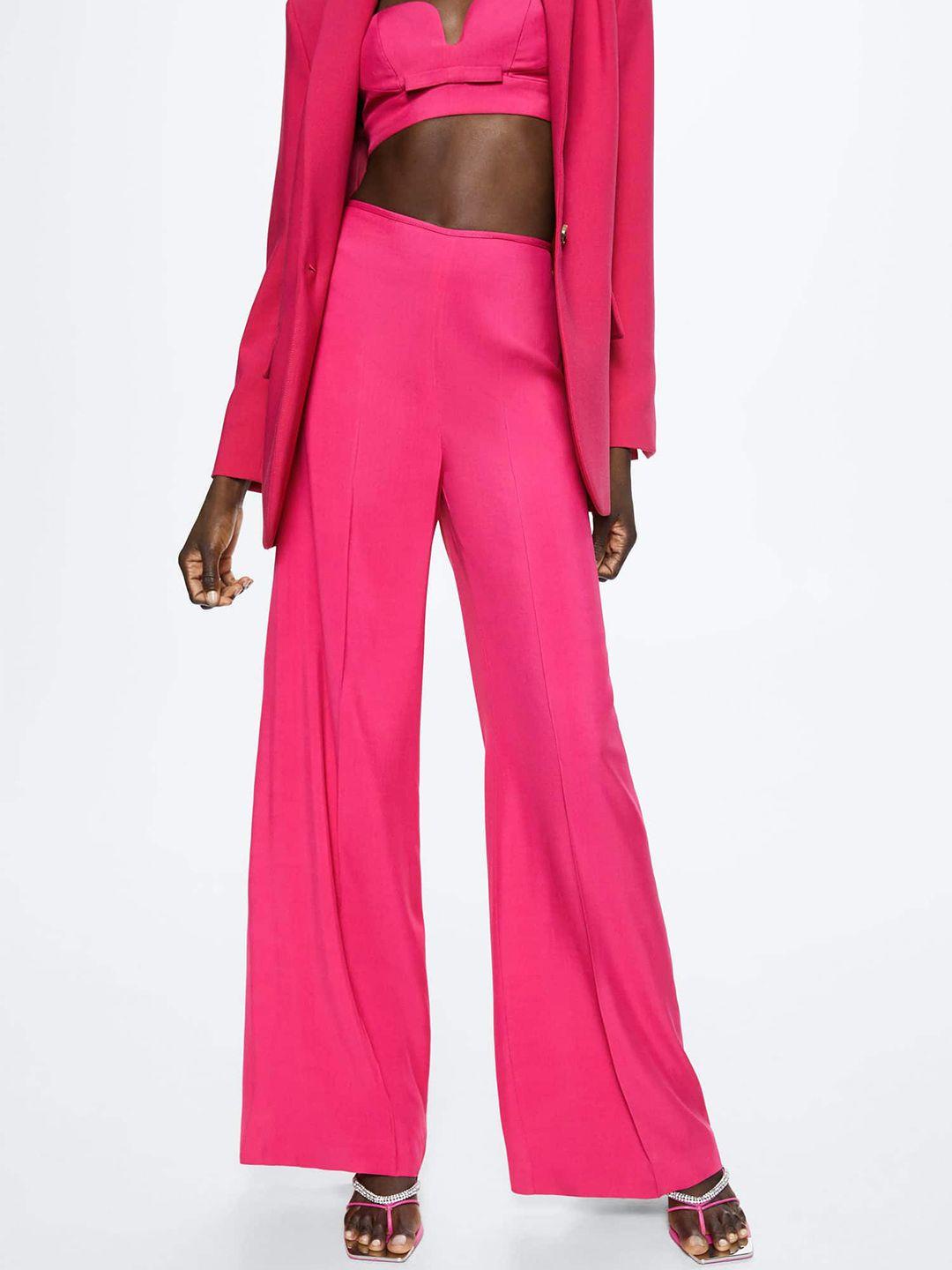 mango women fuchsia pleated sustainable trousers