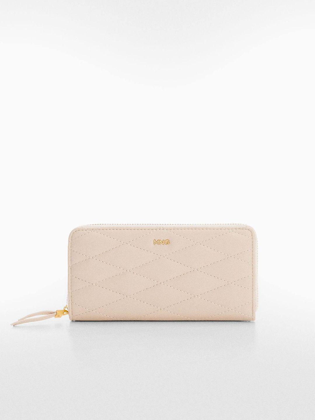 mango women geometric textured zip around wallet with quilted detail