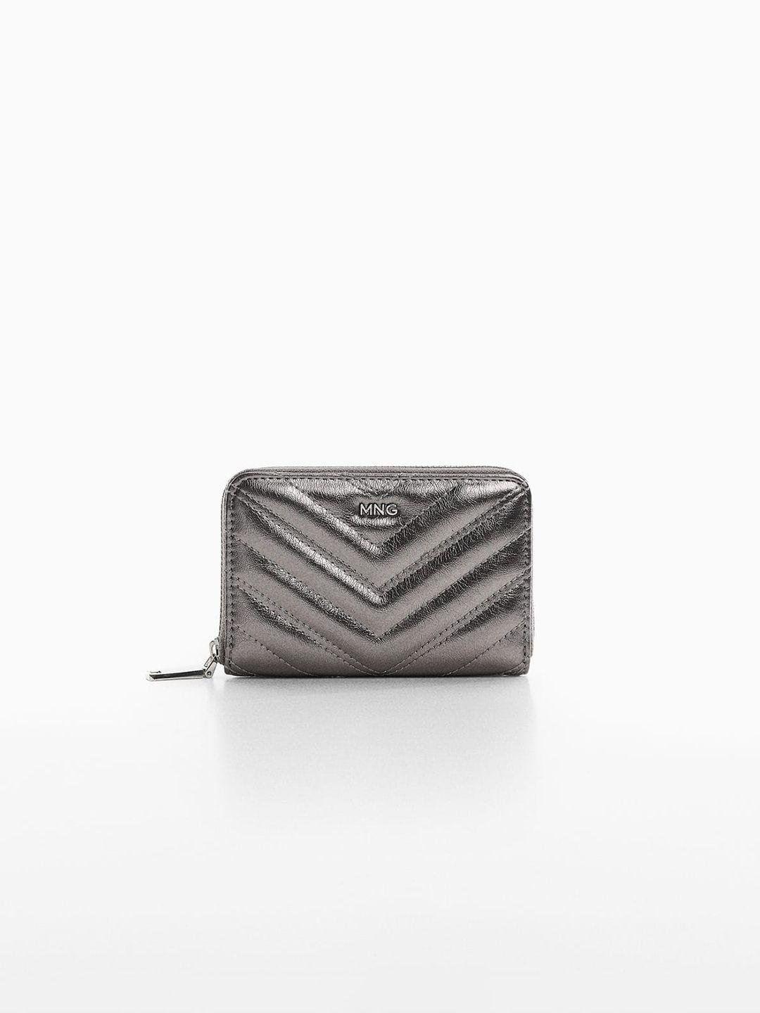 mango women geometric textured zip around wallet