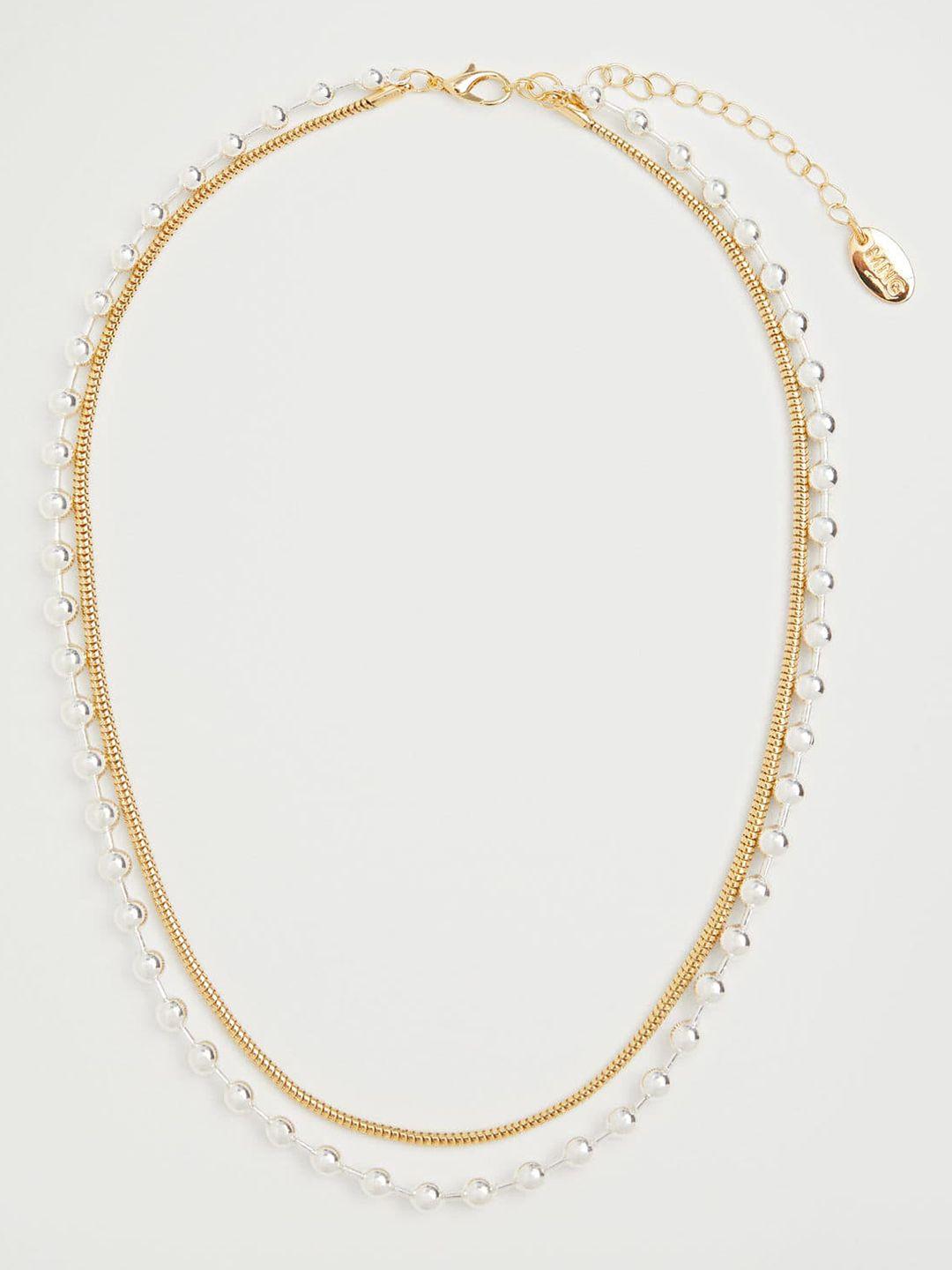 mango women gold-toned & silver-toned double chain necklace