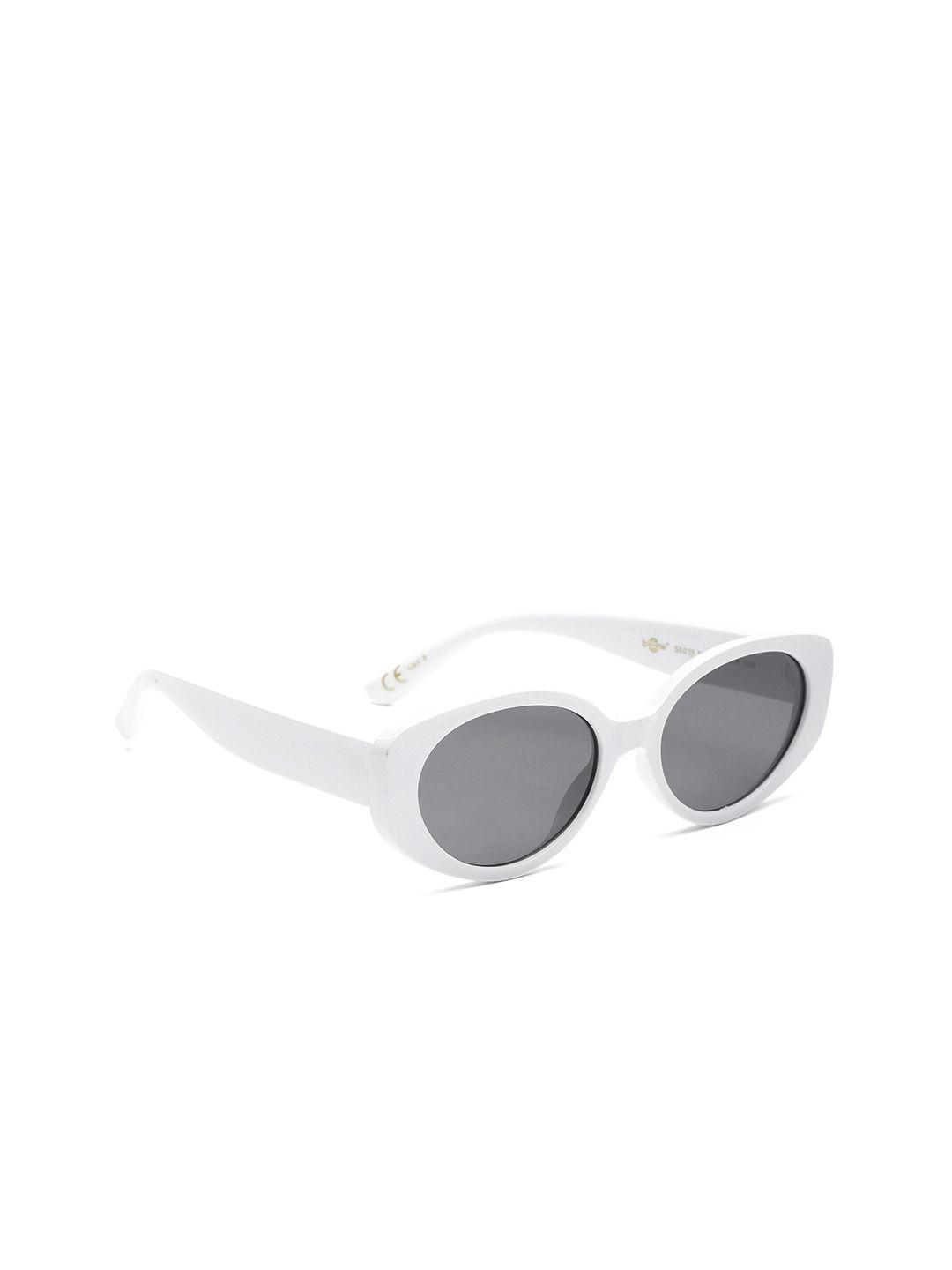 mango women grey lens & white uv protected oval sunglasses 87004041-1