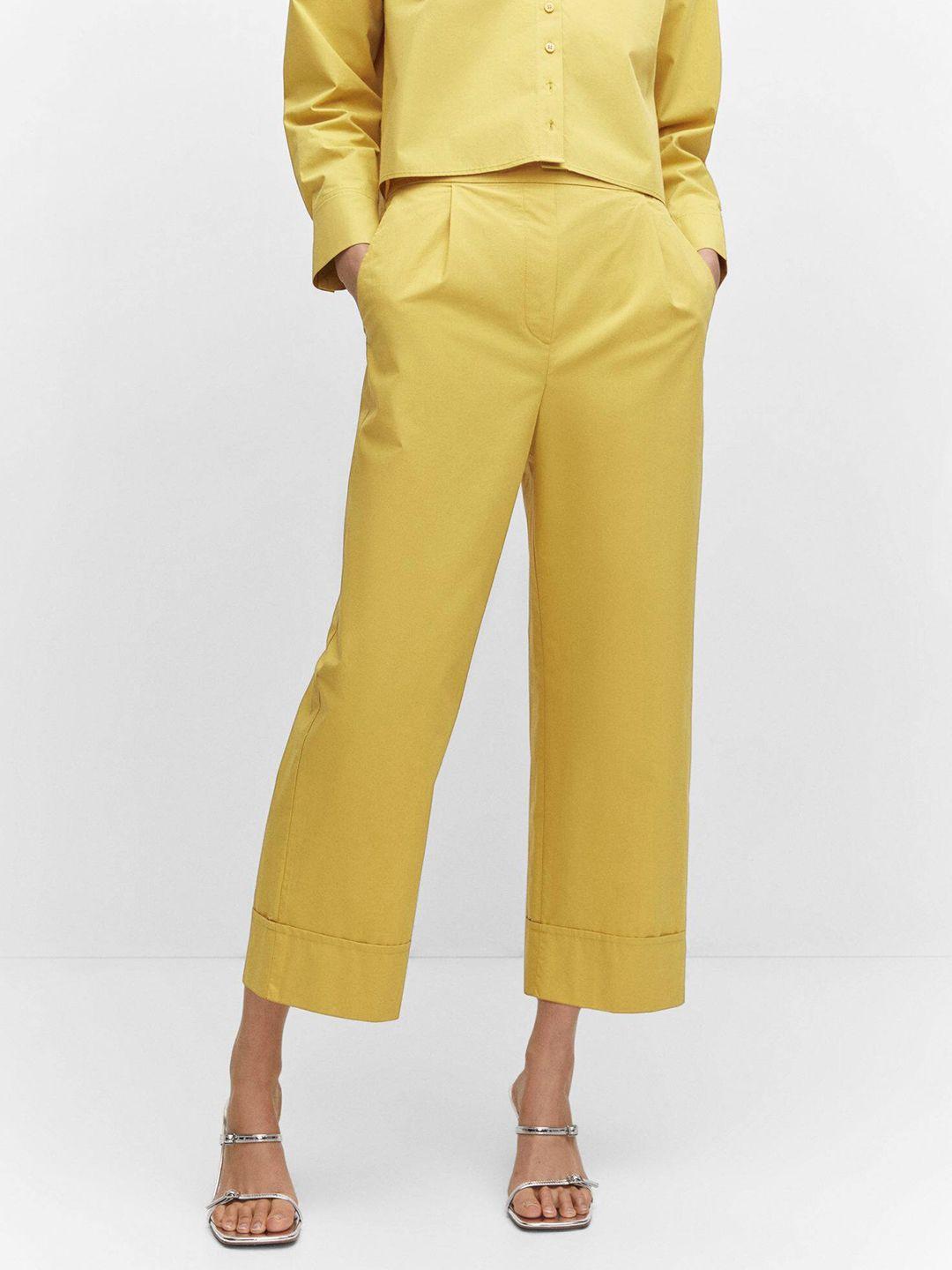 mango women high-rise pleated culottes trousers