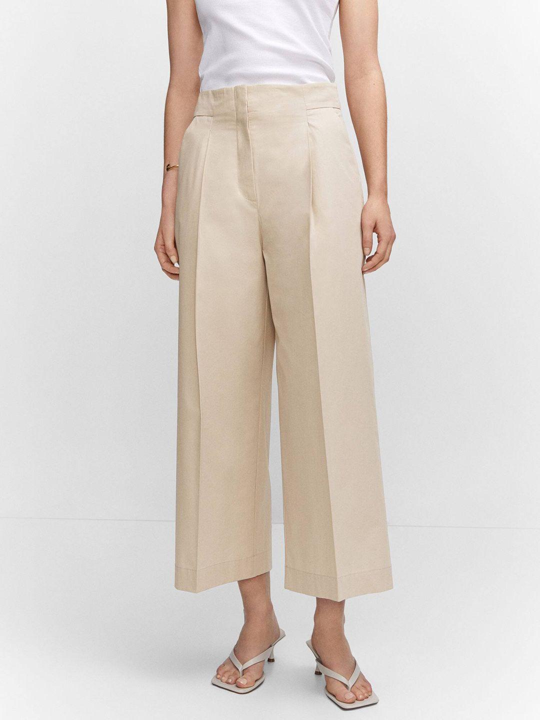 mango women high-rise pleated culottes