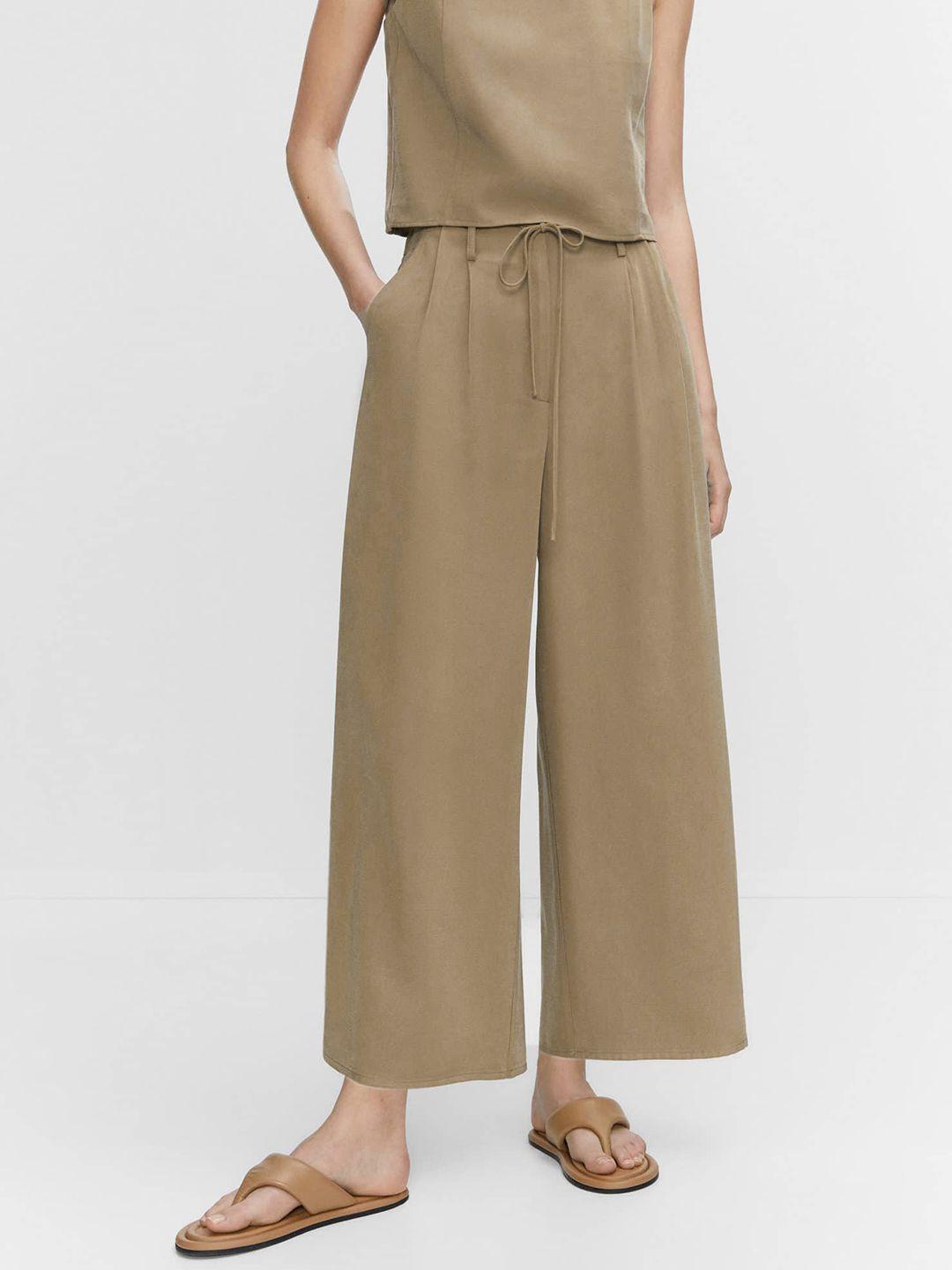 mango women high-rise pleated wide leg trousers