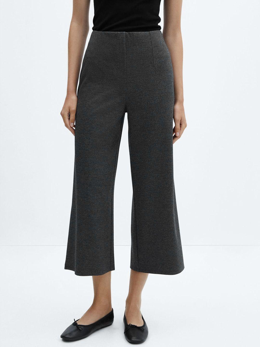 mango women knitted cropped wide leg trousers