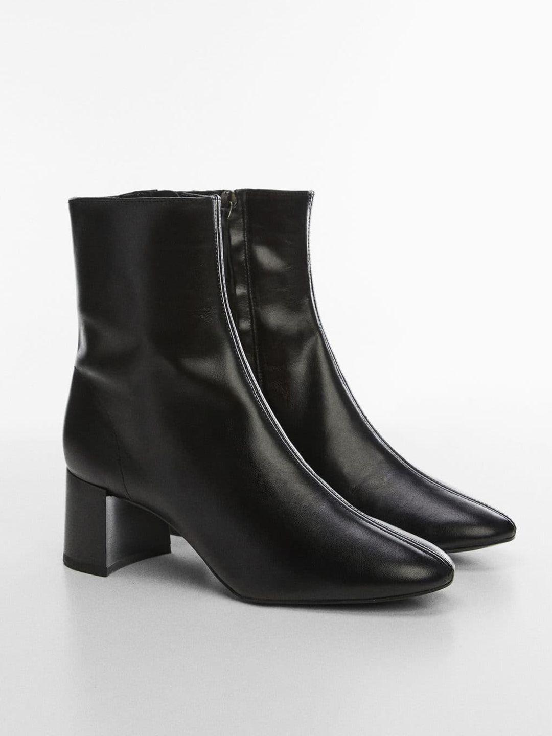 mango women leather mid-top block heel regular boots