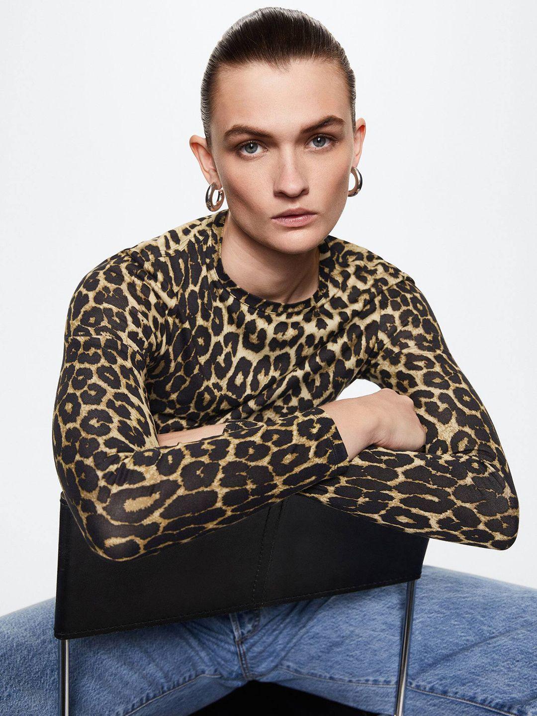 mango women leopard print t-shirt