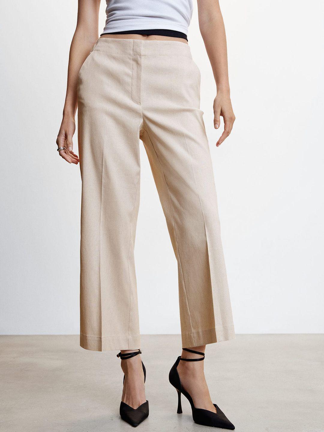 mango women linen cotton trousers