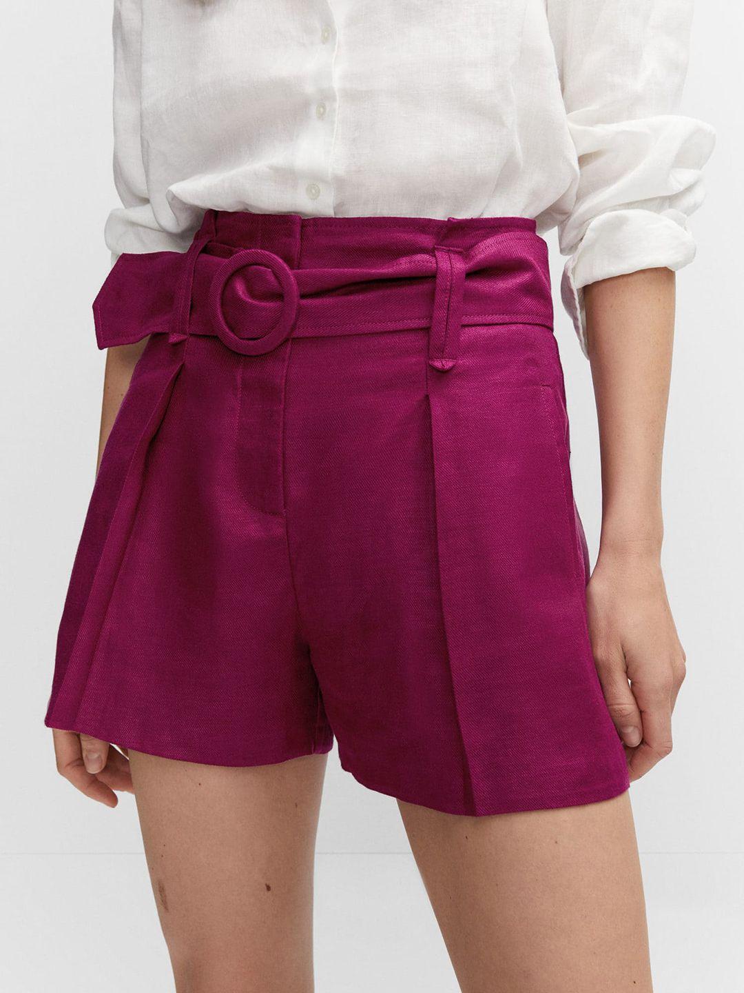 mango women linen shorts with belt