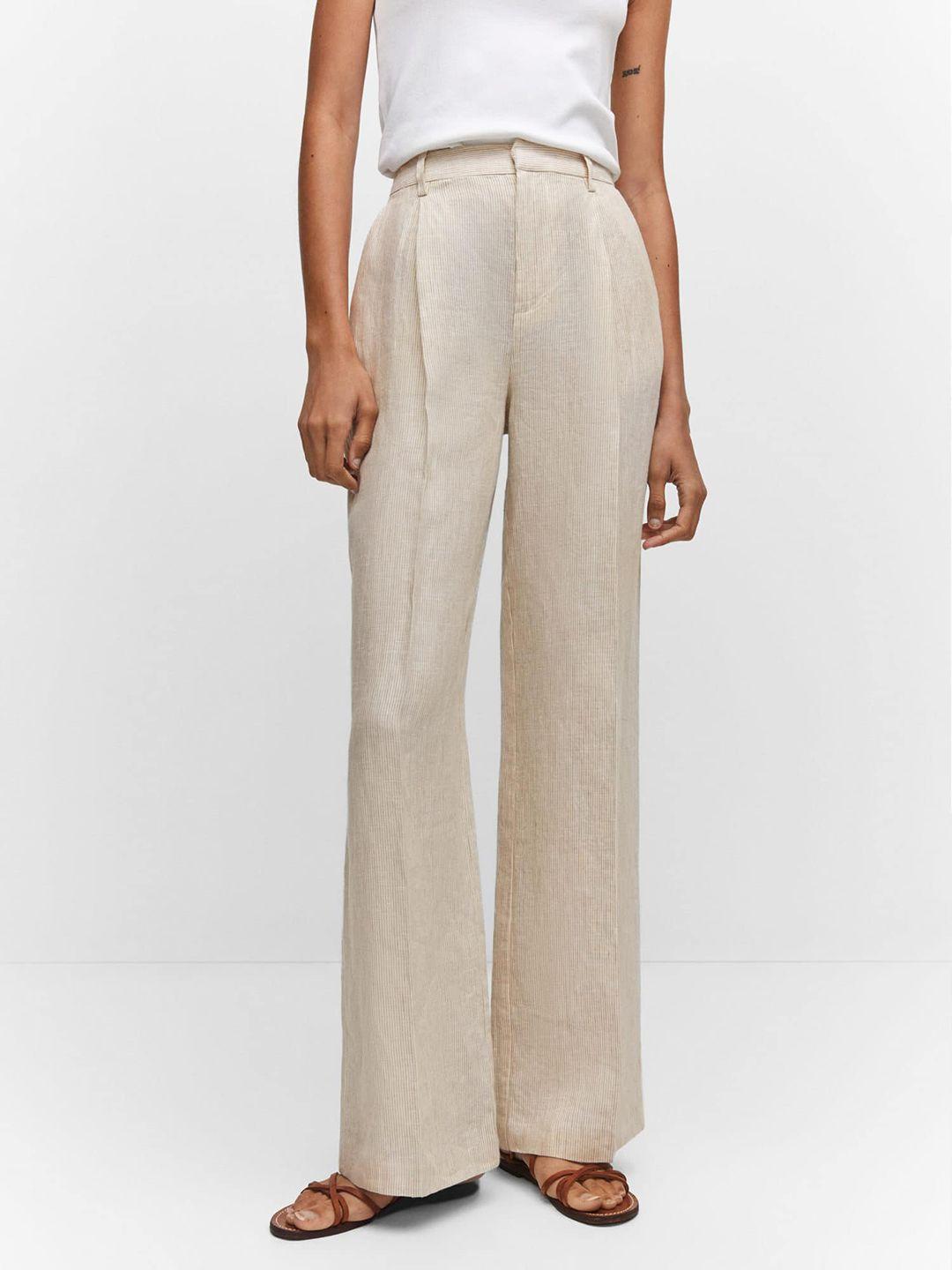 mango women linen wide leg trousers