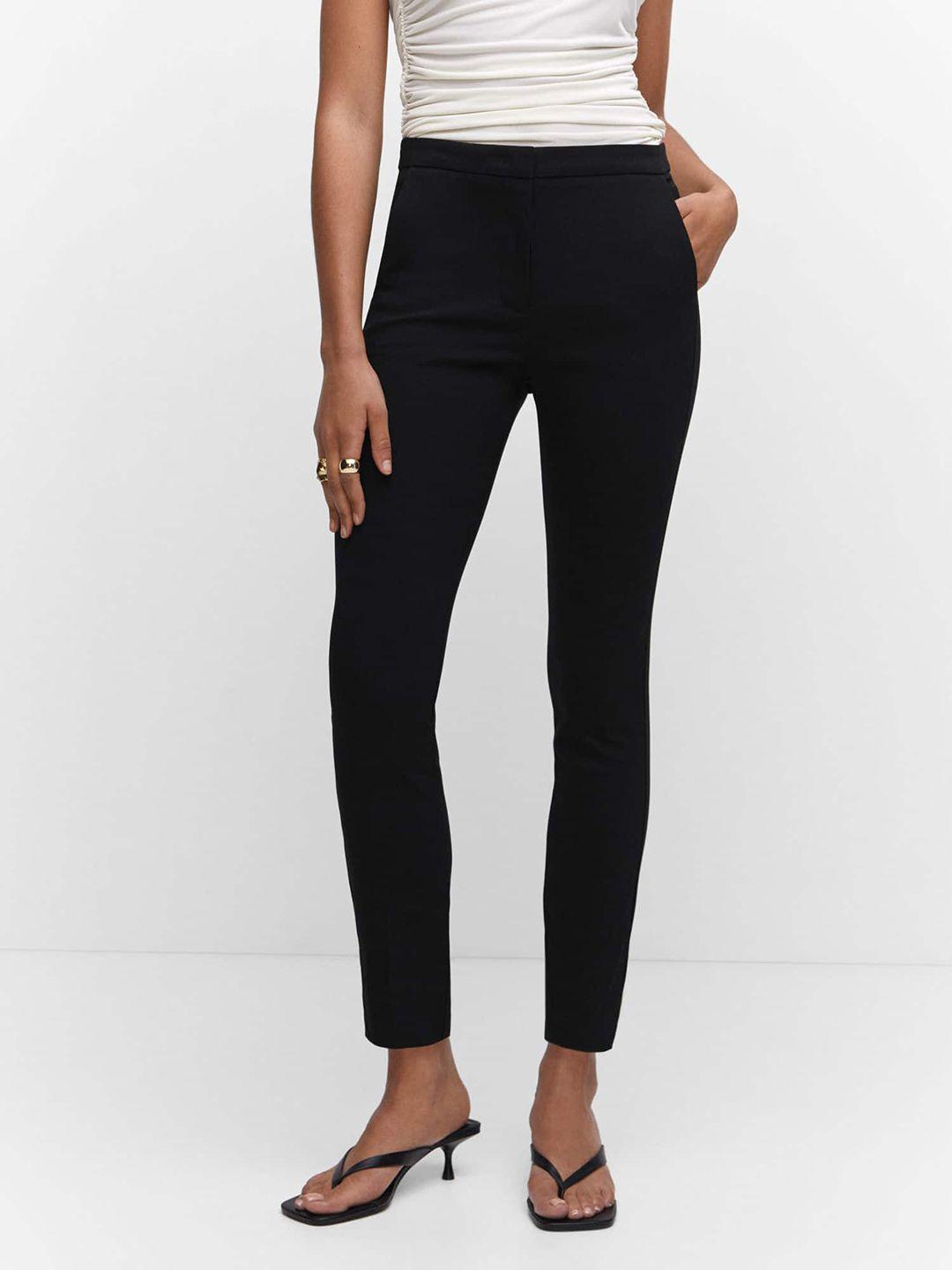 mango women mid-rise cropped skinny fit trousers