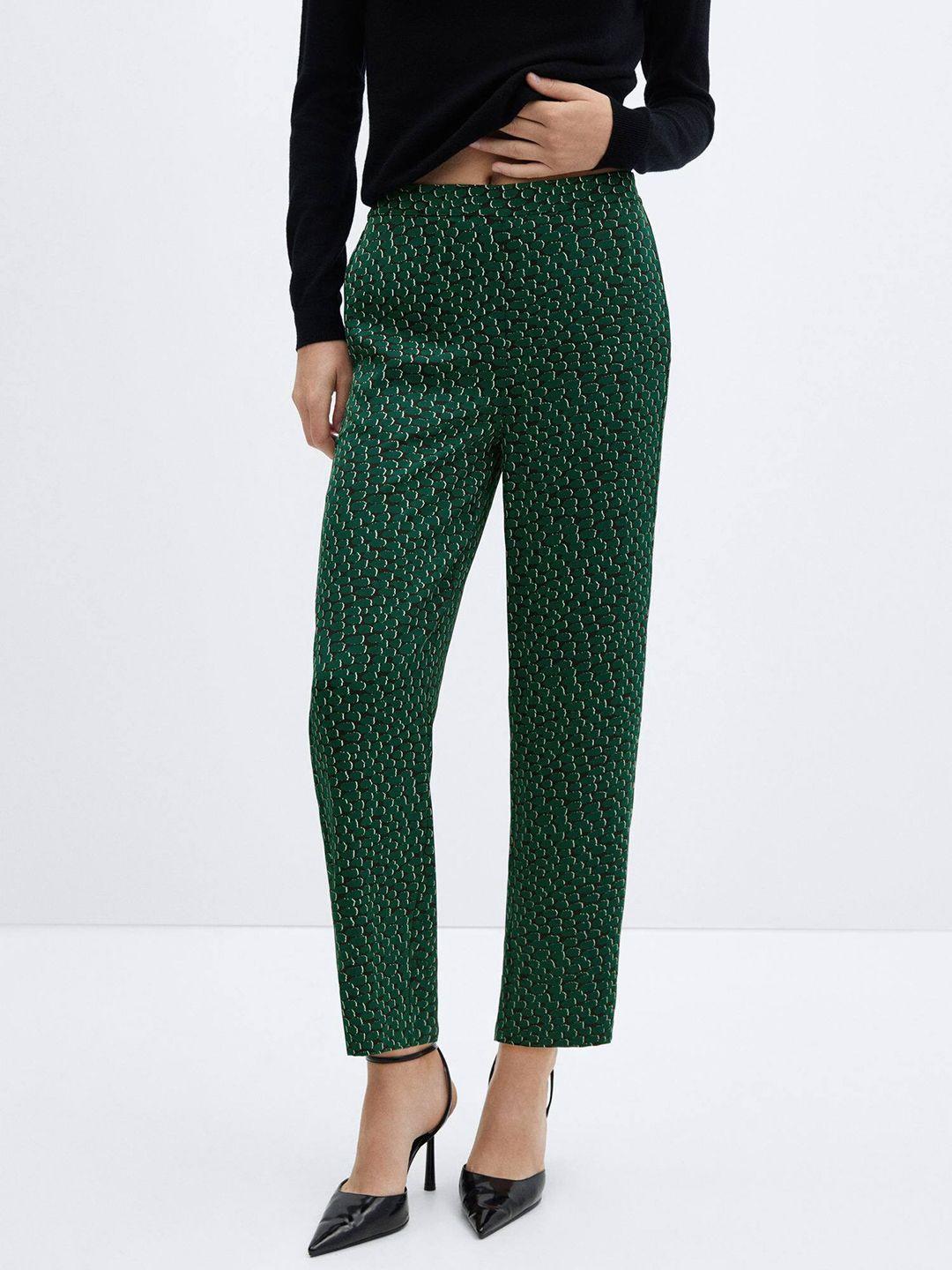 mango women mid rise printed trousers