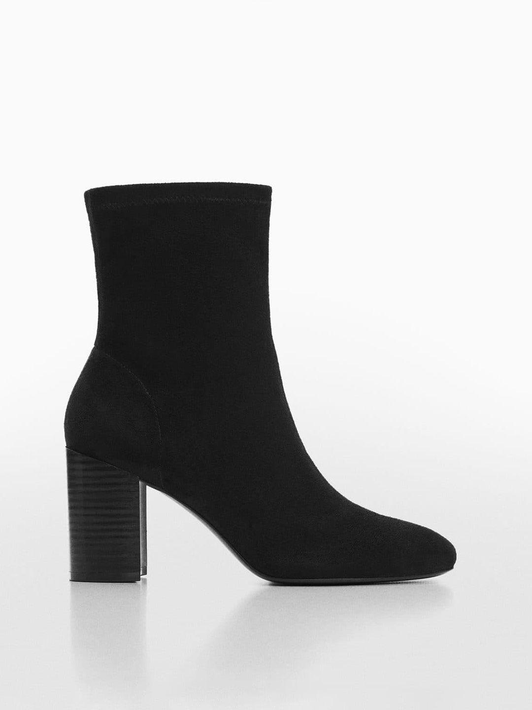 mango women mid-top round-toe block heel boots