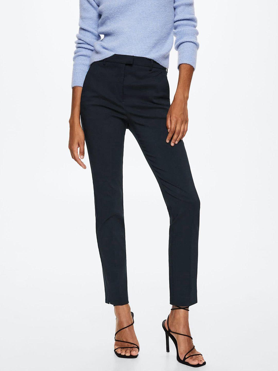 mango women navy blue skinny fit sustainable trousers