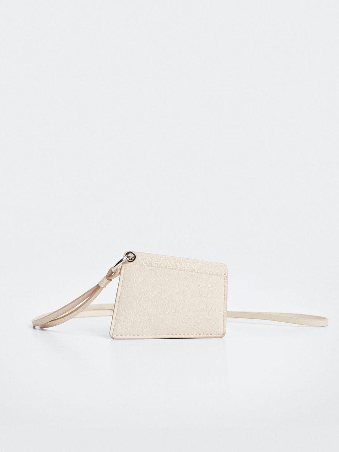 mango women off white solid card holder