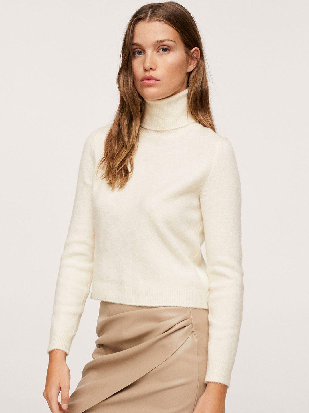 mango women off-white solid pullover