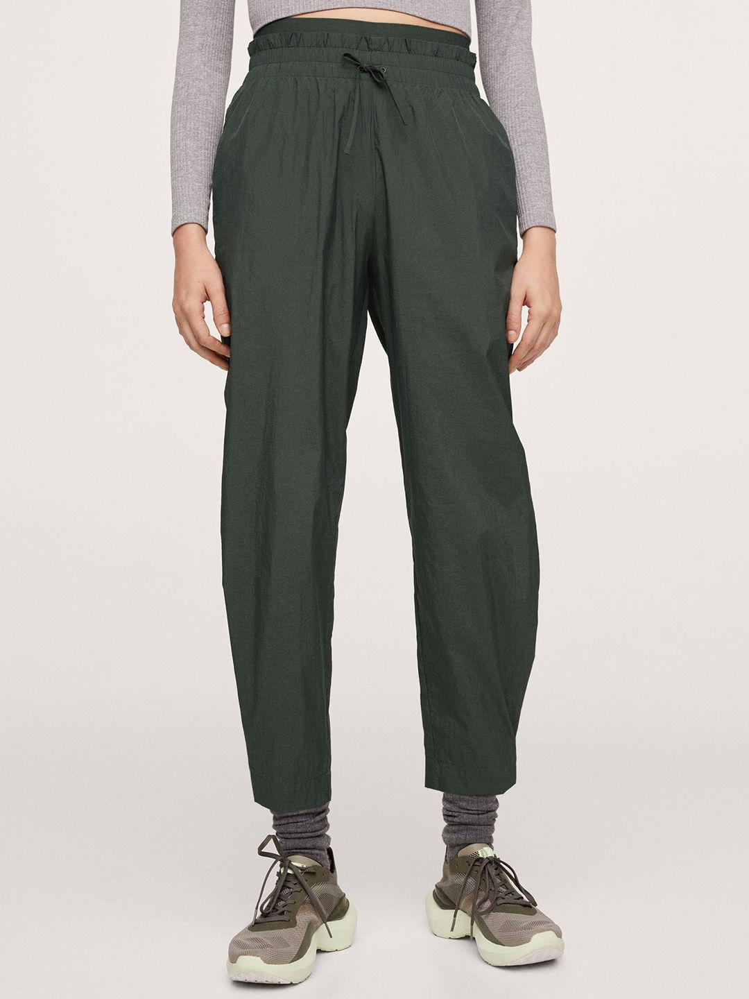 mango women olive green pleated trousers