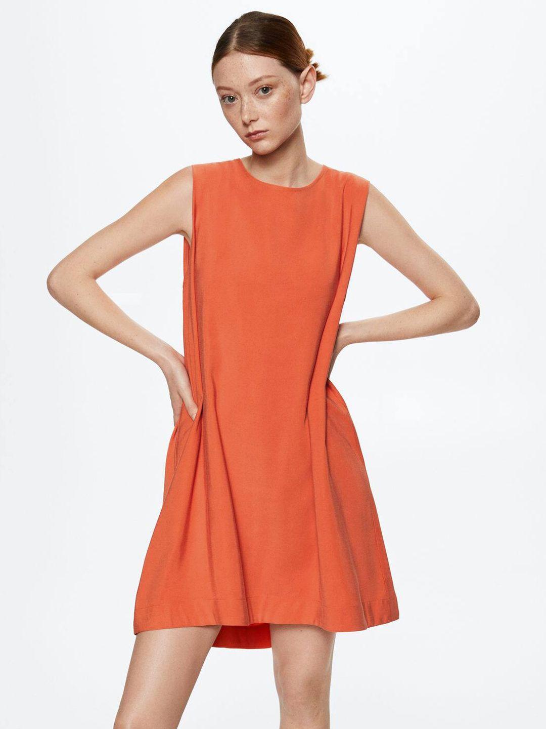 mango women orange a-line dress