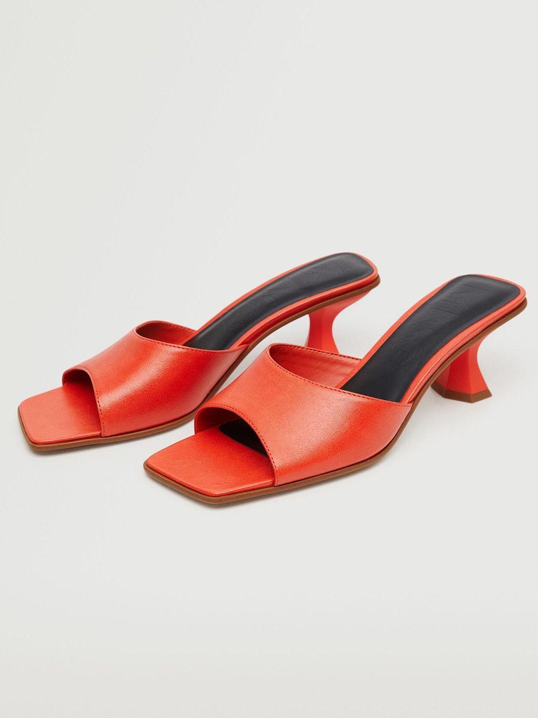 mango women orange block heels