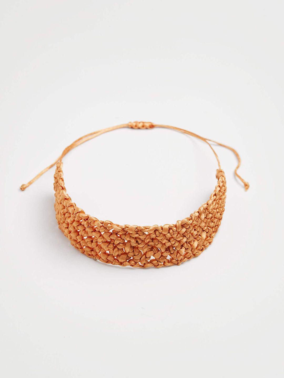 mango women orange braided choker necklace