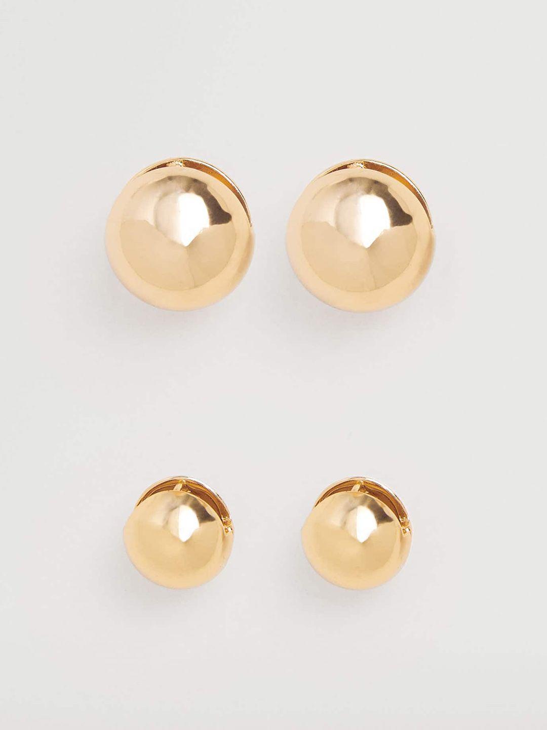 mango women pack of 2 gold-toned circular drop earrings