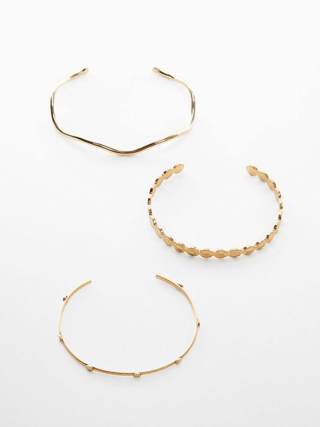 mango women pack of 3 gold-plated unclosed bracelets