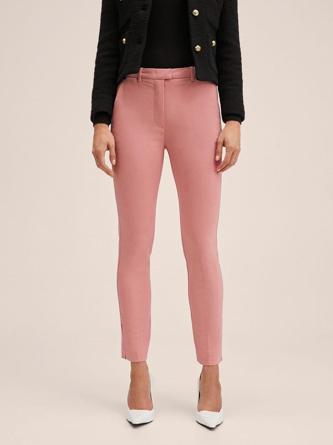 mango women pink skinny fit trousers