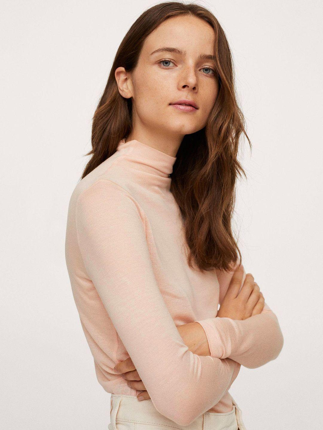 mango women pink solid top