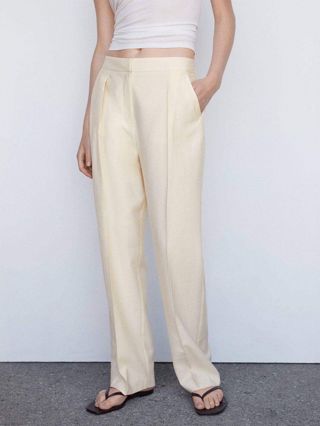 mango women pleated regular fit trousers