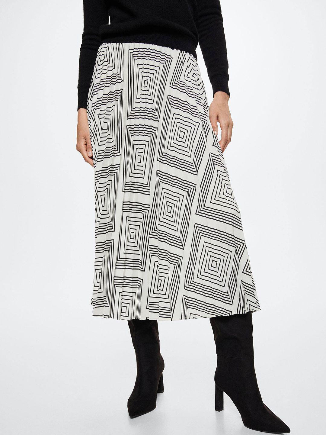 mango women printed accordion pleat a-line skirt