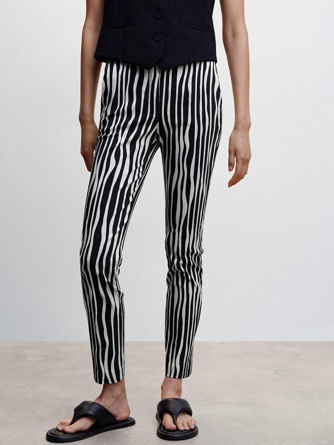 mango women printed skinny fit cropped trousers