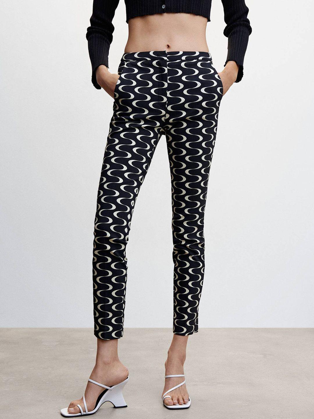 mango women printed skinny fit trousers