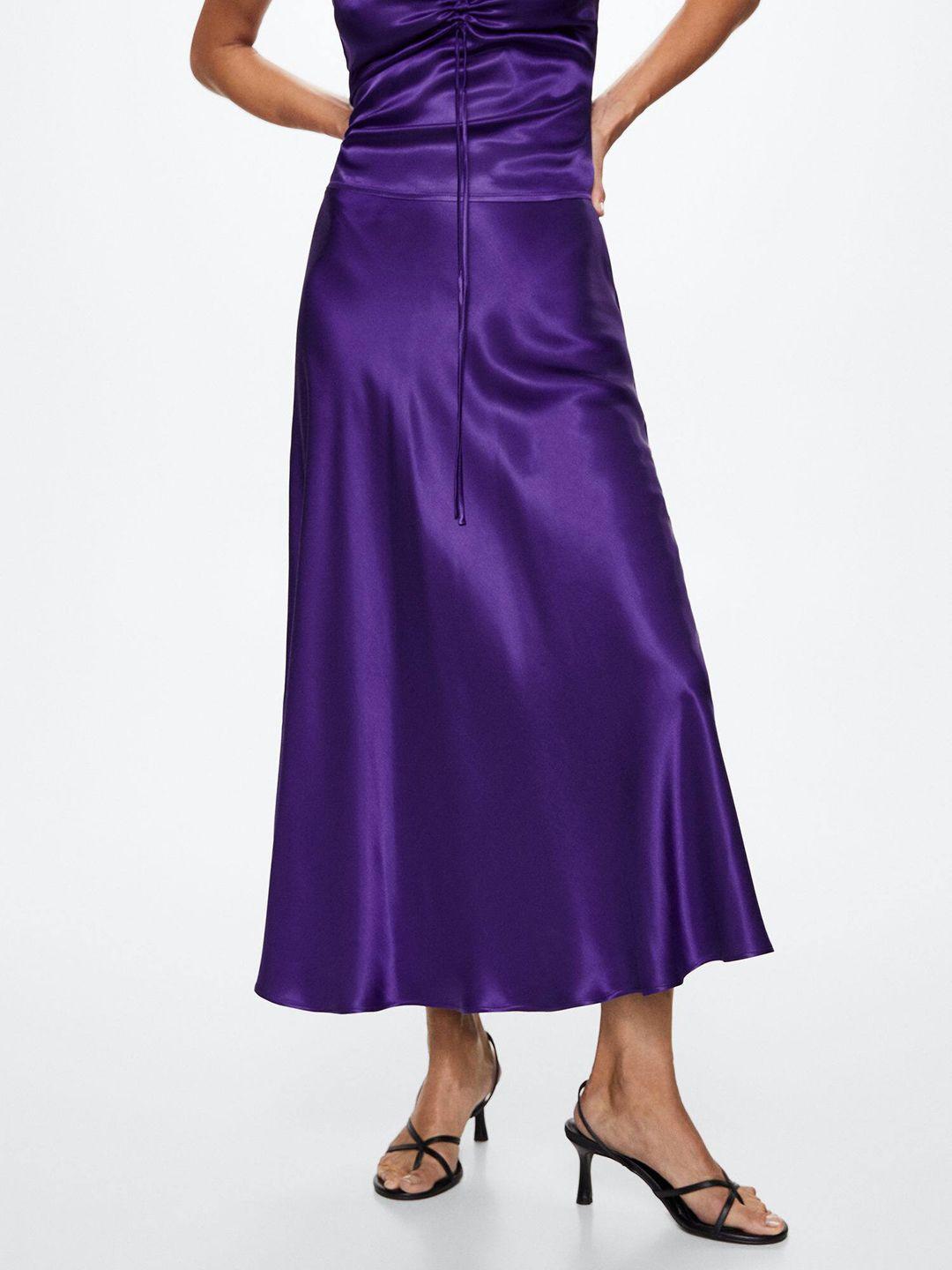 mango women purple a-line midi flared skirt