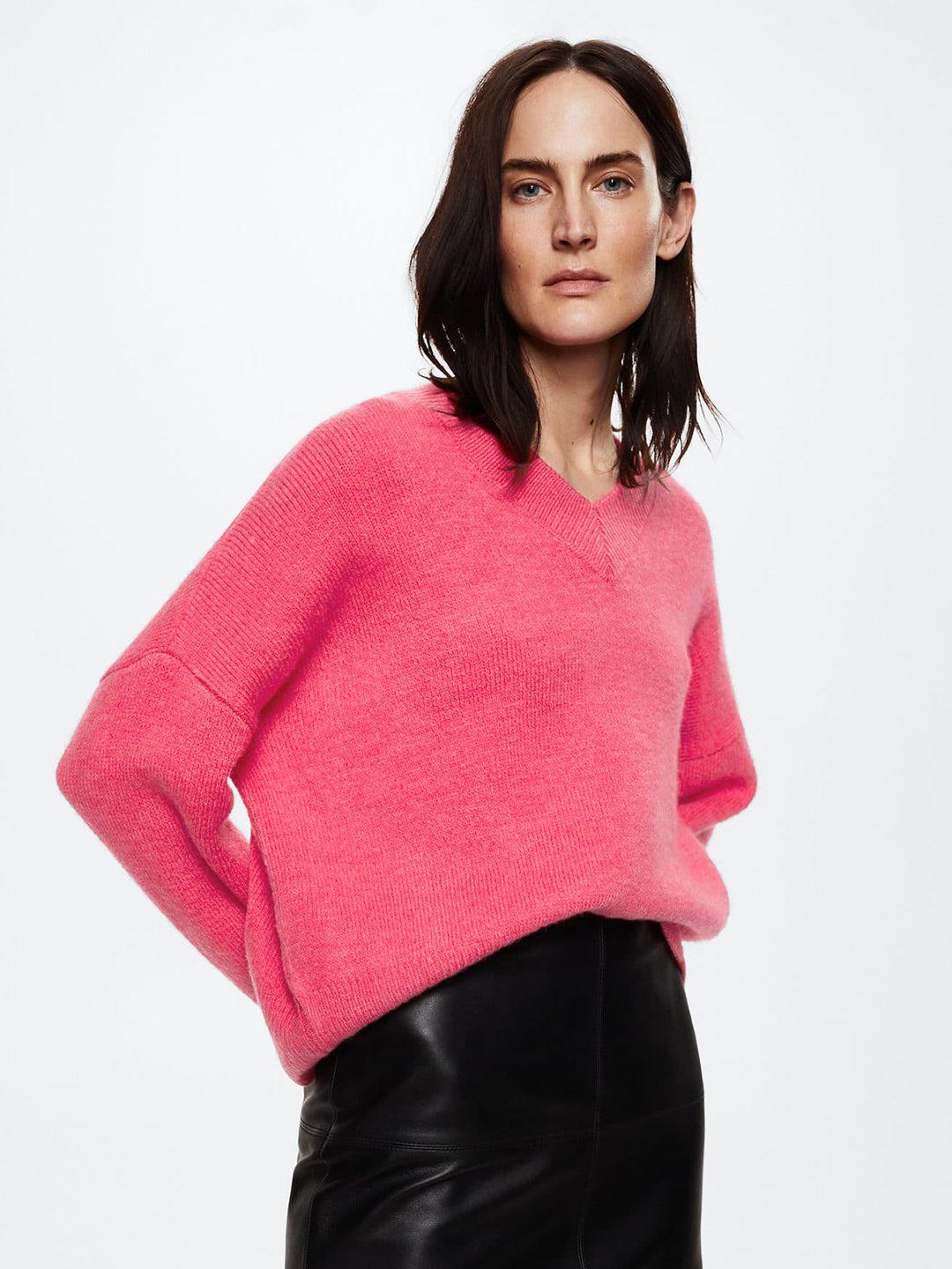 mango women red solid sustainable pullover