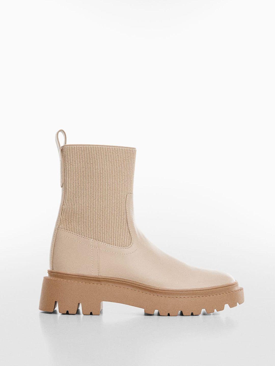 mango women round-toe mid-top chunky heel chelsea boots