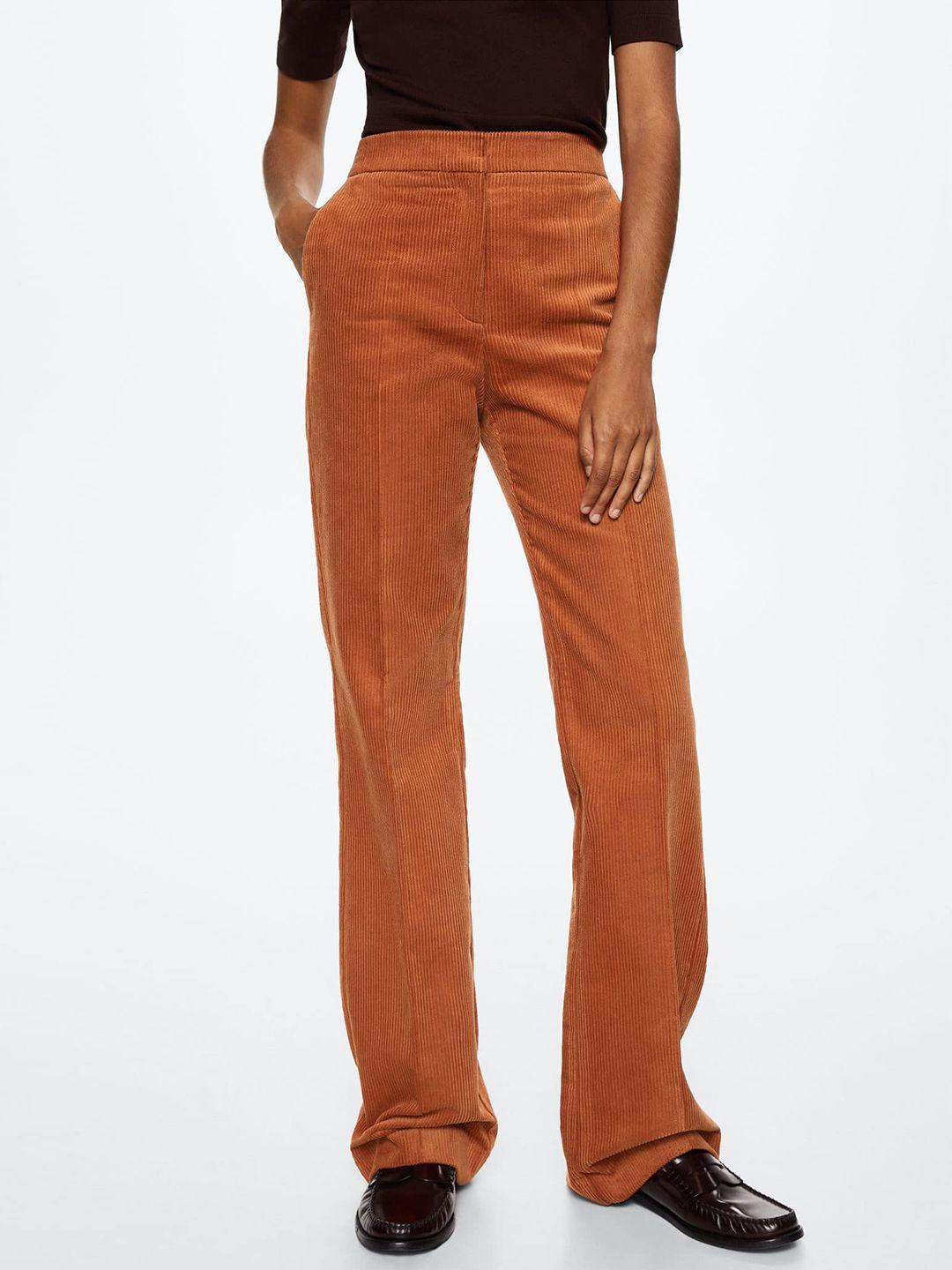 mango women rust orange flared sustainable corduroy trousers