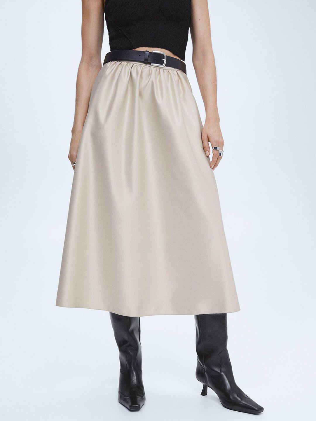 mango women satin a-line midi skirt