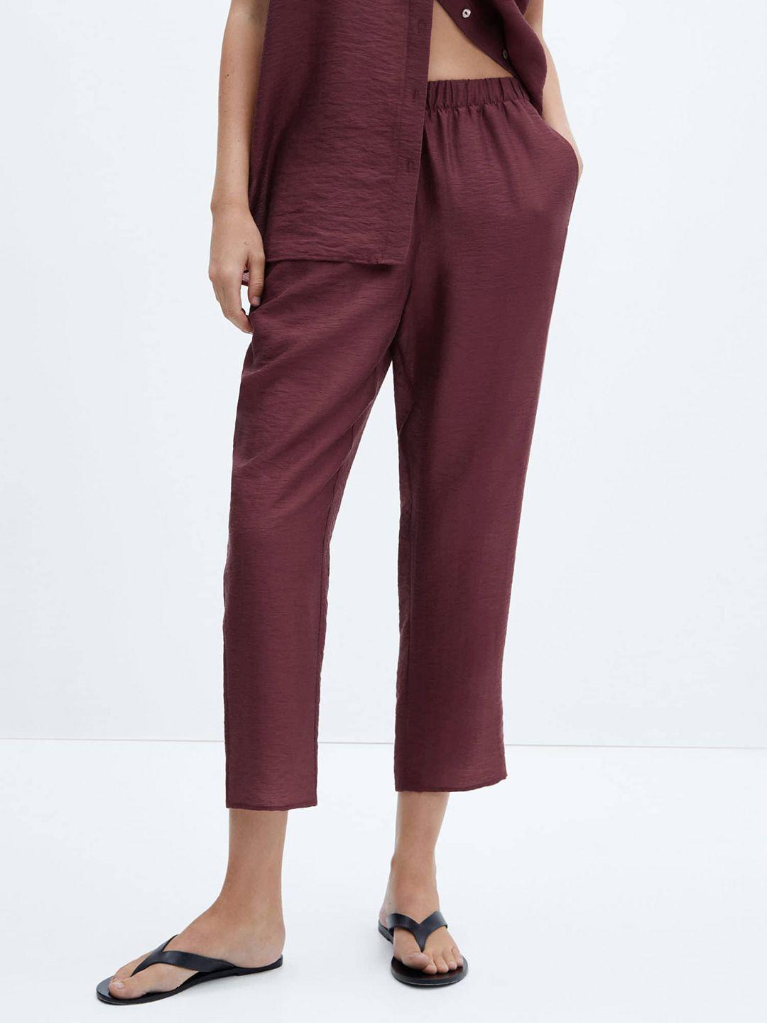 mango women satin finish pleated trousers