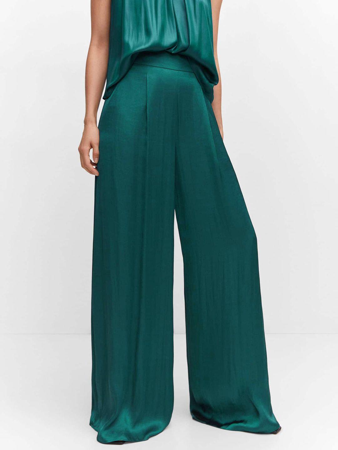 mango women satin pleated trousers